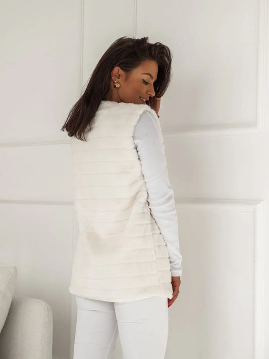 Women's fur vest, cream 02114 - Which Mark