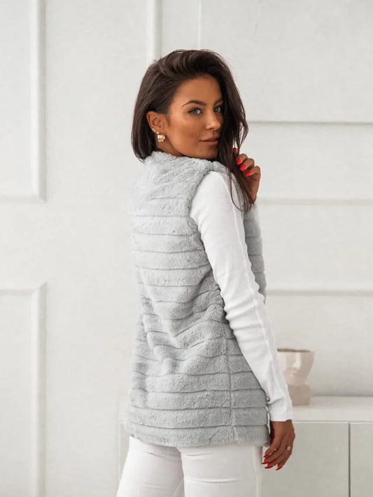 Women's fur vest, light gray 02114 - Which Mark