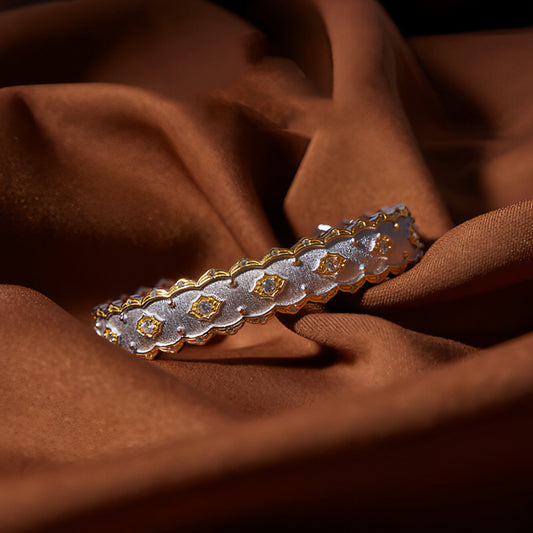Silver Gold Plated Court Diamond Inlay Bracelet - Which Mark
