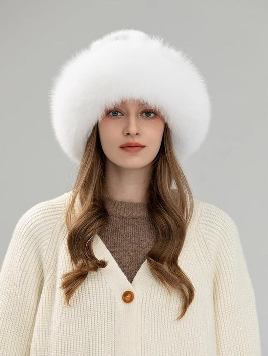 Ethnic style mink warm ear protection fox fur bucket hat - Which Mark