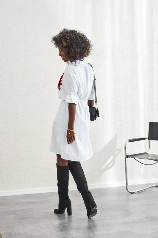White Embroidered Shirt Dress 1170 - Which Mark