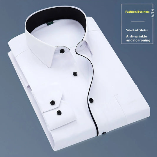 Long Sleeve Men's Business Pure Color Shirt - Which Mark