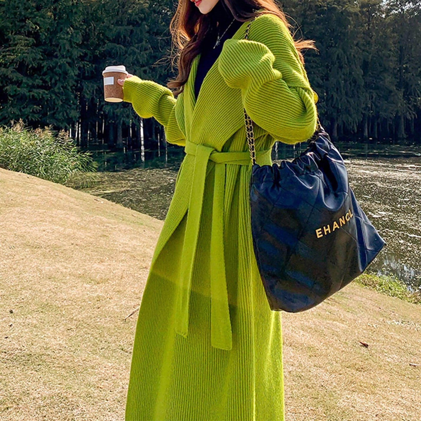 Green Alpaca Women 's Wool Sweater Coat Cardigan Handmade Clothing - Which Mark