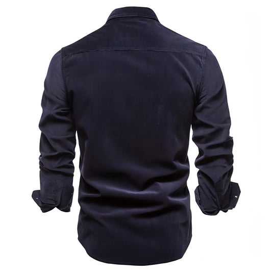 Men DressShirt College Tops Longsleeve Blue - Which Mark