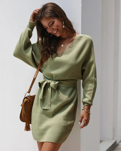 A. Winter New Knitted Bandage Sweater - Which Mark