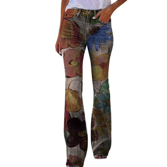Women's Casual Pants Floral Thin Trousers - Which Mark