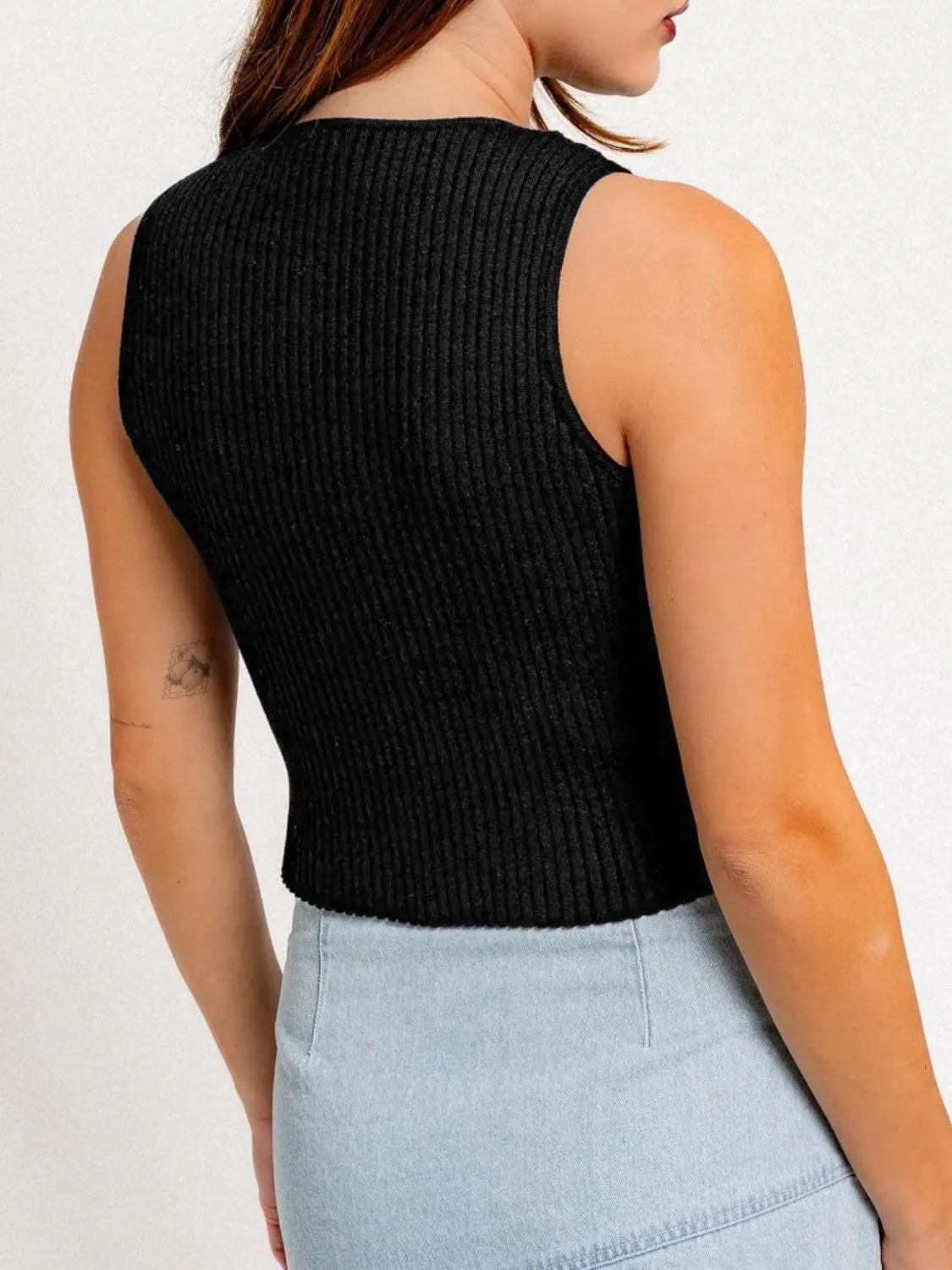 Bow Round Neck Cropped Tank - Which Mark