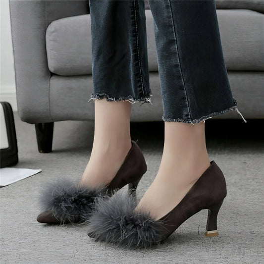 Pure color pointed hairy shallow mouth with a single shoes female - Which Mark