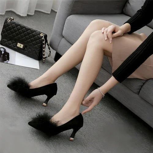 Pure color pointed hairy shallow mouth with a single shoes female - Which Mark