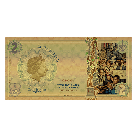 2022 Cook Islands REMEMBRANCE Threads of Light 24k Gold Note - Which Mark