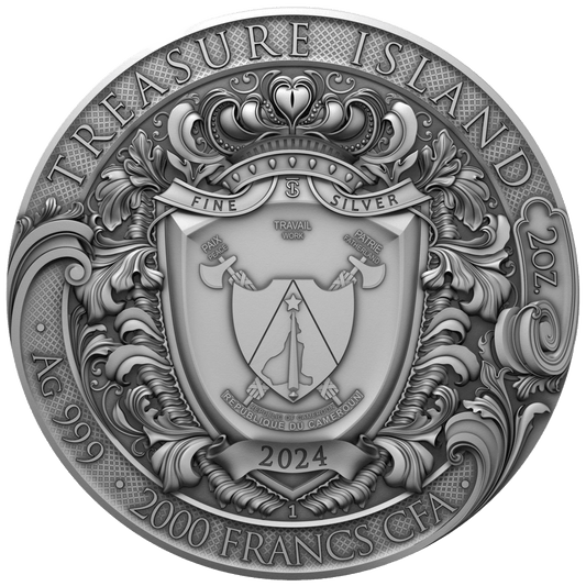 2 oz Silver TREASURE ISLAND Coin 2024 Cameroon - Which Mark