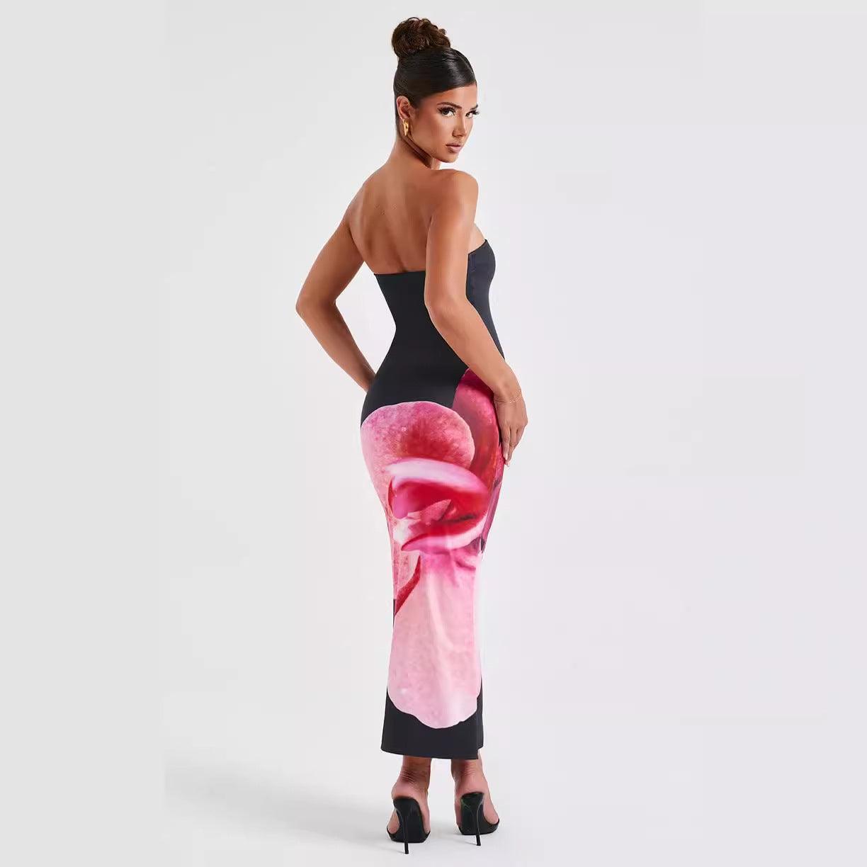 25 Edition – Backless Floral Draped Tube Maxi Dress (NICHE) - Which Mark