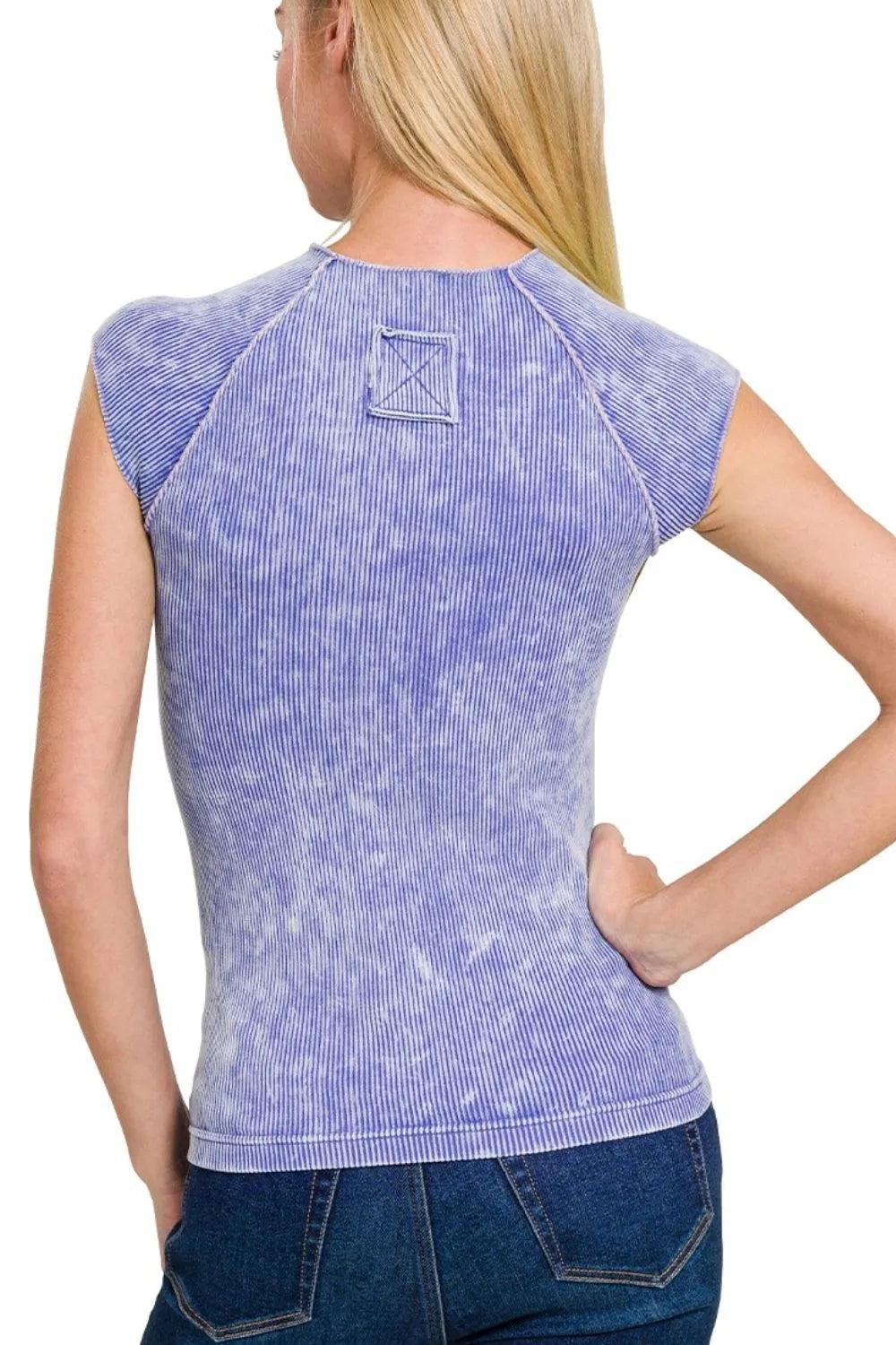 Zenana Stone Washed Ribbed Seamless Top - Which Mark