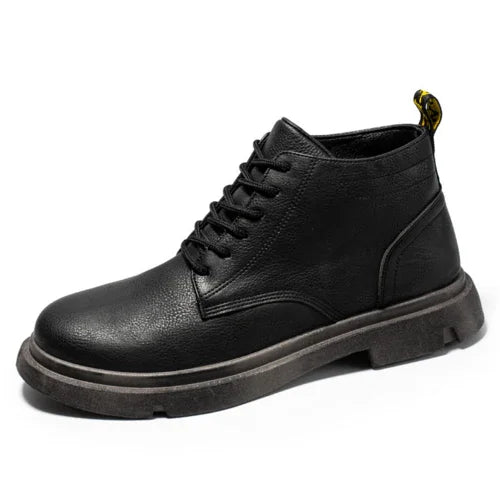 Men's Shoes High-top Sleeve Men's Leather Boots Cowhide British Retro - Which Mark