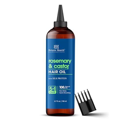 Botanic Hearth 100% Pure Rosemary Oil For Hair Growth (6.7 fl oz) Infused With Biotin, Jojoba & Castor Oil | Hair strengthening Treatment | Nourishing & Volumizing | Non GMO Verified - Which Mark