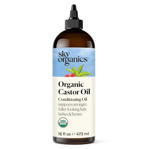 Sky Organics Organic Castor Oil for Hair, Lashes & Brows 100% Pure & Cold-Pressed USDA Certified Organic to Strengthen, Moisturize & Condition, 16 fl. Oz - Which Mark