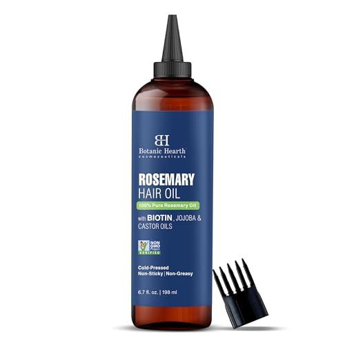 Botanic Hearth 100% Pure Rosemary Oil For Hair Growth (6.7 fl oz) Infused With Biotin, Jojoba & Castor Oil | Hair strengthening Treatment | Nourishing & Volumizing | Non GMO Verified - Which Mark