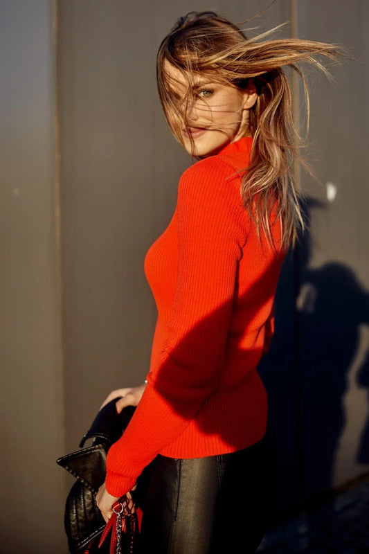 Women's fitted turtleneck neon orange 3212024 - Which Mark