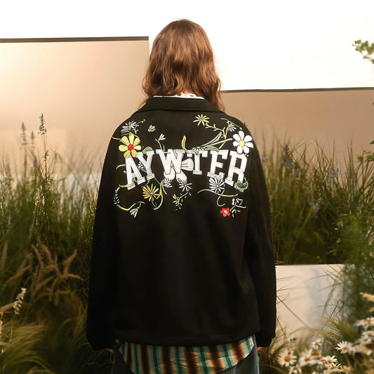 Letter Floral Embroidered Jacket For Men - Which Mark