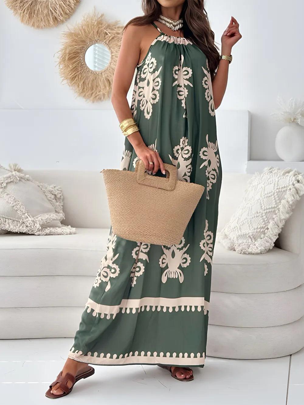 Printed Spaghetti Strap Sleeveless Maxi Dress - Which Mark