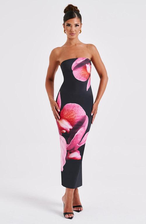 25 Edition – Backless Floral Draped Tube Maxi Dress (NICHE) - Which Mark
