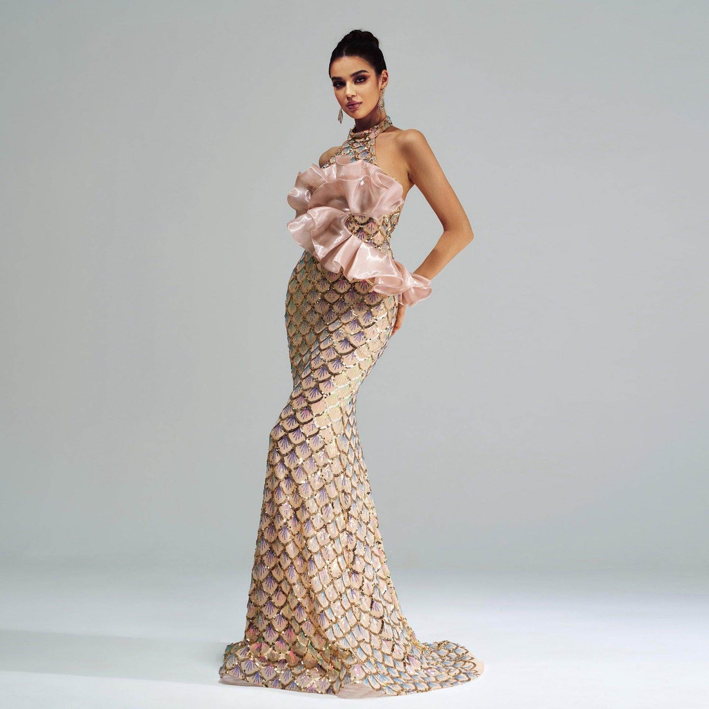 “Champagne Glam” Halter Mermaid Dress – Luxury for Elite Occasions - Which Mark