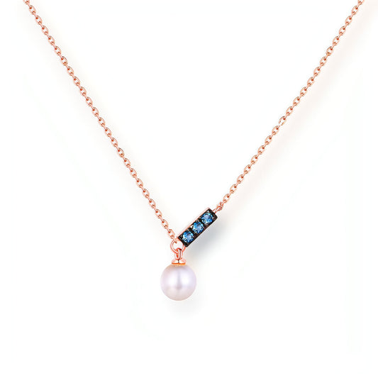 14K Rose Gold Jewelry New Korean Pearl Necklace Pendant all-match gold - Which Mark