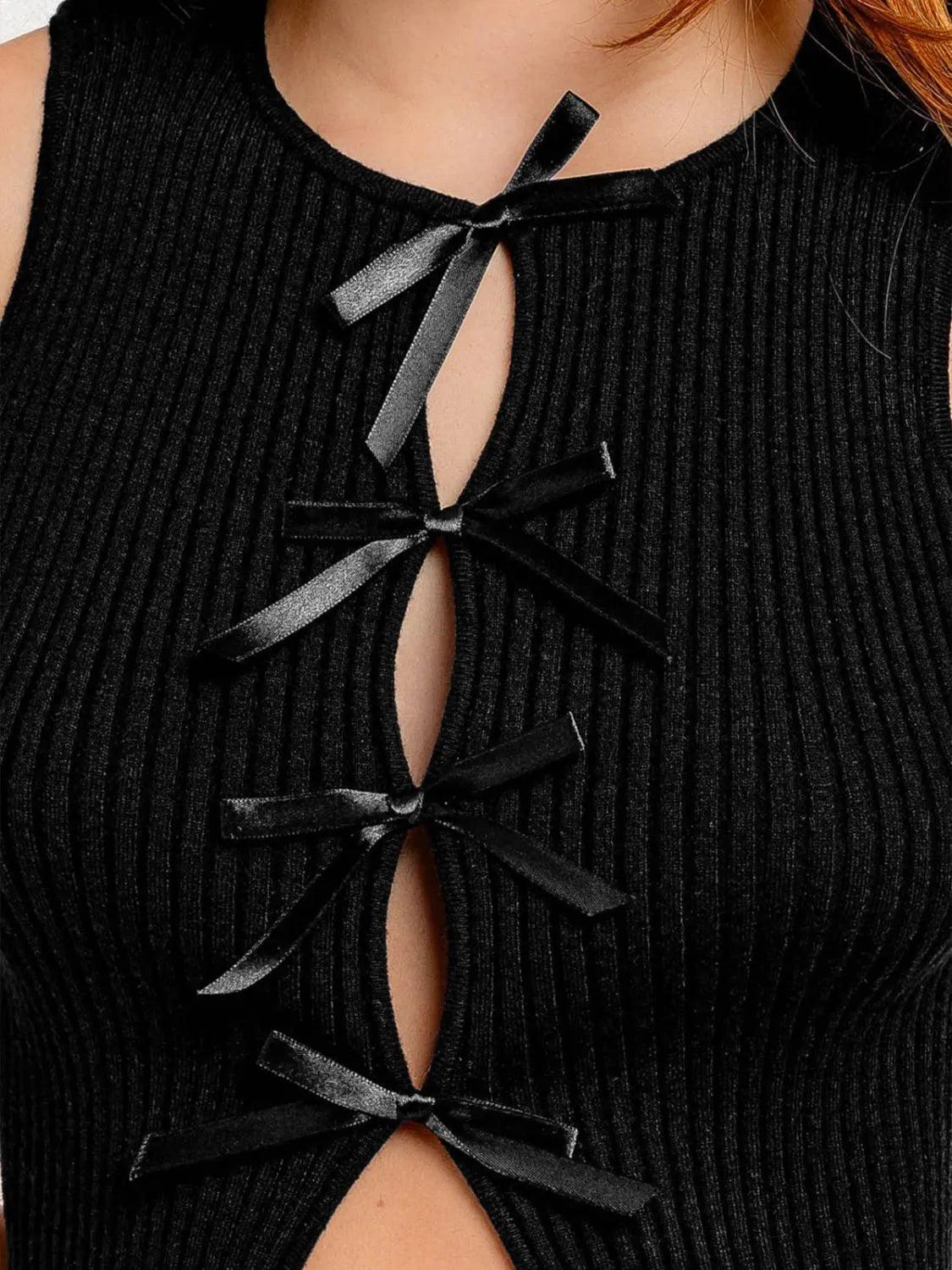 Bow Round Neck Cropped Tank - Which Mark
