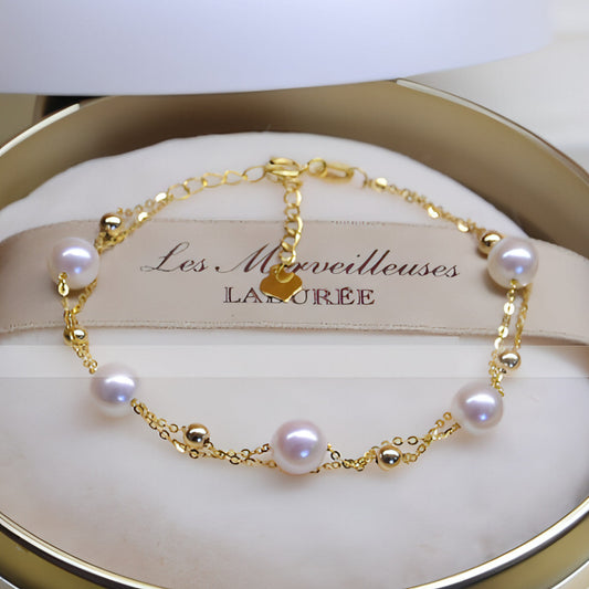 18k Gold Seawater Pearl Adjustable Double-layer Bracelet - Which Mark