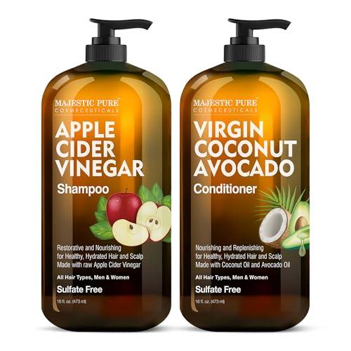 MAJESTIC PURE Biotin Shampoo and Conditioner Set with DHT Blocker Complex - Hydrating, Nourishing & Supporting Healthy Hair, Sulfate Free, for Men & Women - 16 fl oz each Climate Pledge Friendly - Which Mark