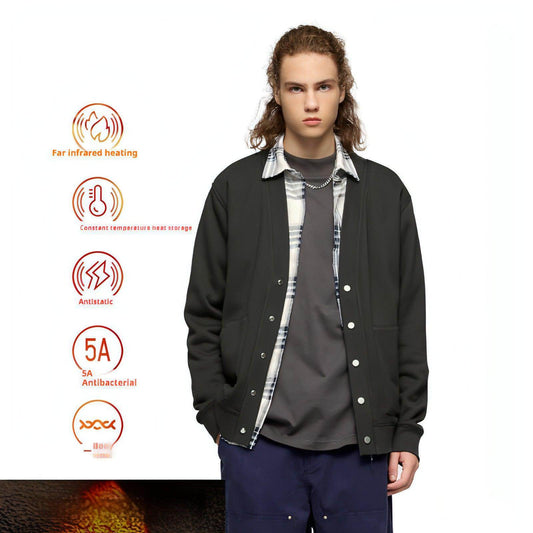 Flame Single-layer Fleece-lined Cardigan Coat Loose-fitting Casual - Which Mark