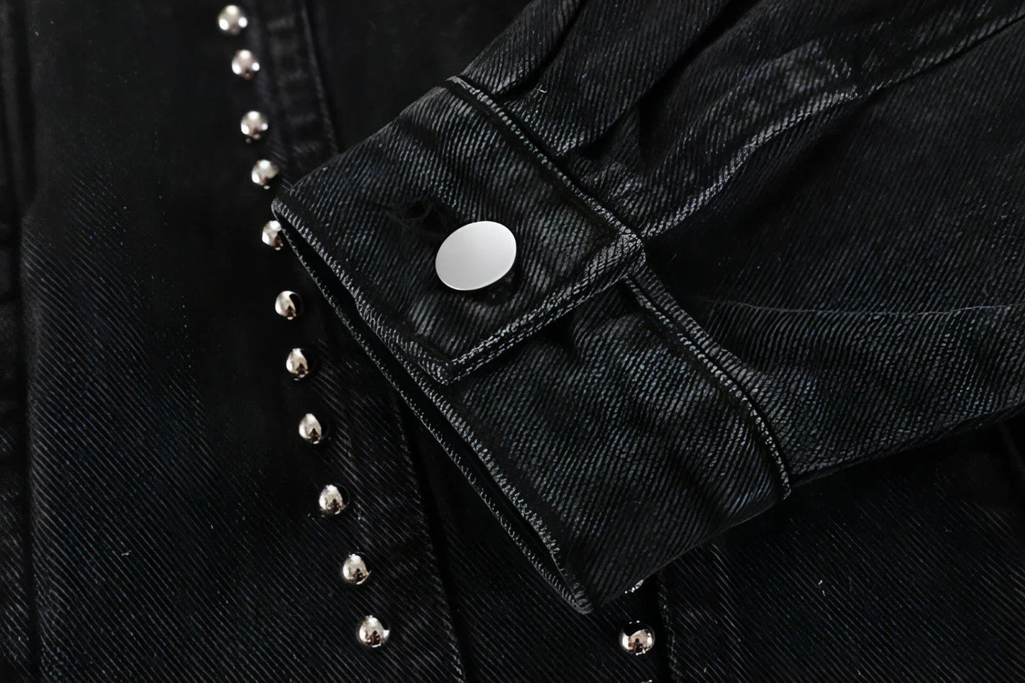 Heavy Beaded Black Denim Jacket For Men And Women - Which Mark