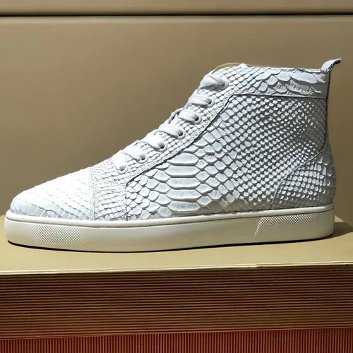 Men's High Top Casual Board Shoes Crocodile Pattern Sports Leather - Which Mark