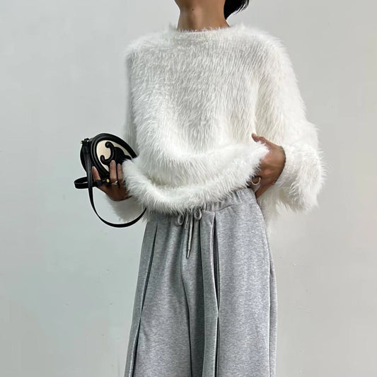 Pure Color All-matching Round Neck Pullover Thickened Mink Sweater Men - Which Mark