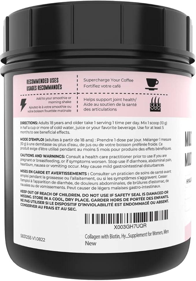 Collagen with Biotin, Hyaluronic Acid, Vitamin C, 1 lb Powder. Hydrolyzed Multi Collagen Peptide Protein. Types I, II, III, V, X, Collagen for Hair, Skin, Nails*. Collagen Supplement for Women, Men - Which Mark
