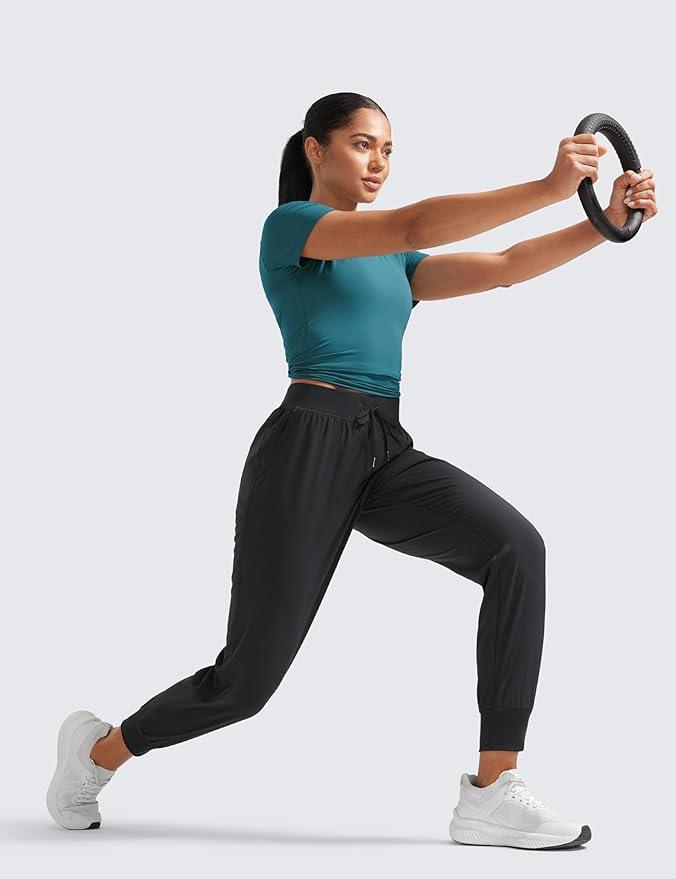 CRZ YOGA Women's Lightweight Workout Joggers 27.5" - Travel Casual Outdoor Running Athletic Track Hiking Pants with Pockets - Which Mark