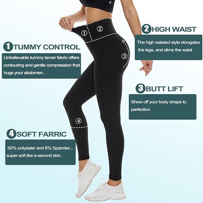 we fleece High Waisted Leggings for Women-Womens Black Workout Leggings Running Tummy Control Compression Pants - Which Mark