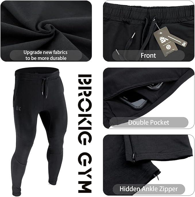 BROKIG Mens Jogger Sport Pants, Casual Gym Workout Sweatpants with Double Pockets - Which Mark