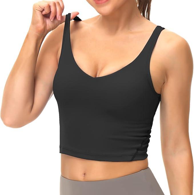 Dragon Fit Sports Bra for Women Longline Padded Yoga Bra Medium Impact Crop Tank Tops for Workout Fitness Running - Which Mark