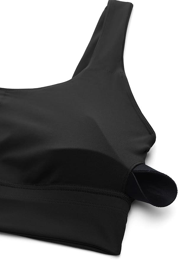 CRZ YOGA Butterluxe Womens U Back Sports Bra - Scoop Neck Padded Low Impact Yoga Clothes Workout Crop Top with Built in Pads - Which Mark