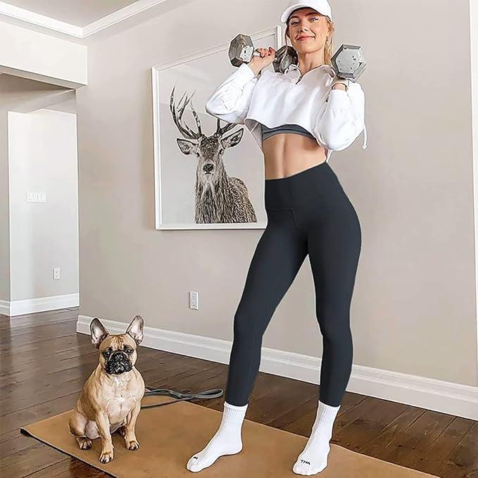 we fleece High Waisted Leggings for Women-Womens Black Workout Leggings Running Tummy Control Compression Pants - Which Mark