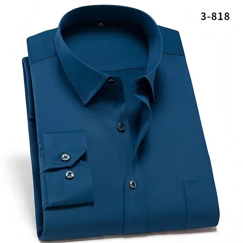 Solid Color DressShirt Men's Non-ironing Stretch Breathable Business - Which Mark
