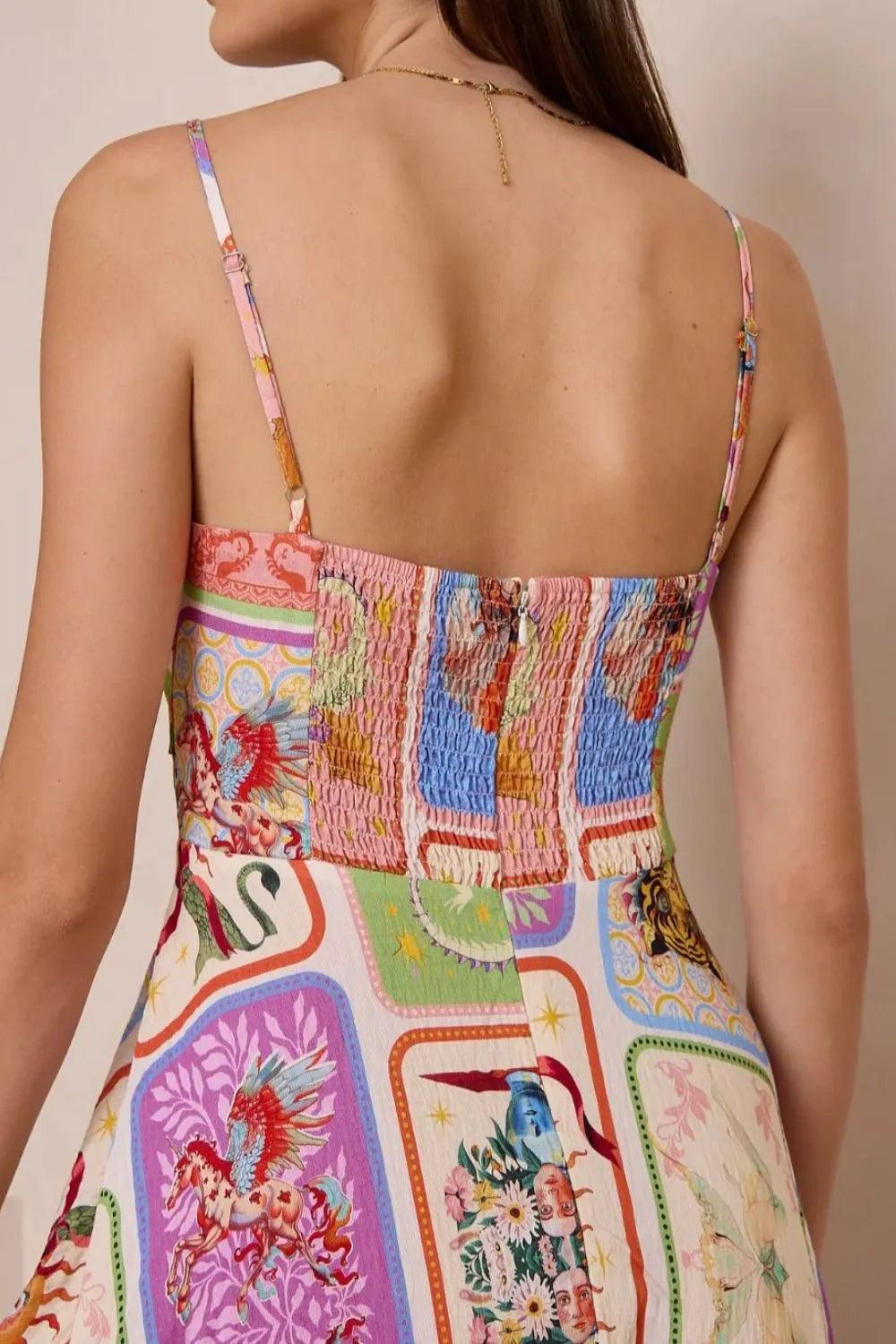 Smocked Printed Square Neck Cami Dress - Which Mark