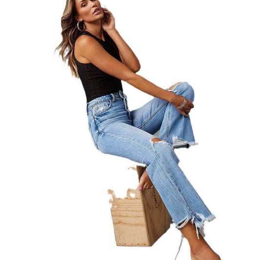 SkyFade™ – Ripped Wide-Leg High Waist Jeans - Which Mark
