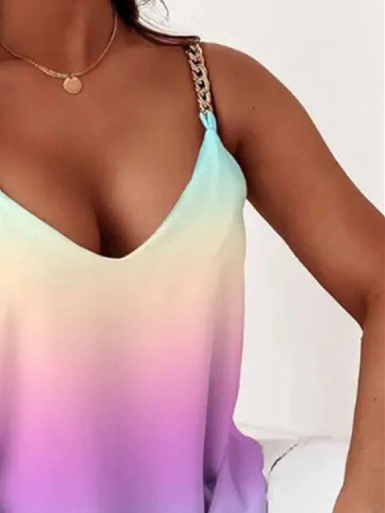 Chain Strap V-Neck Tank Top - Which Mark