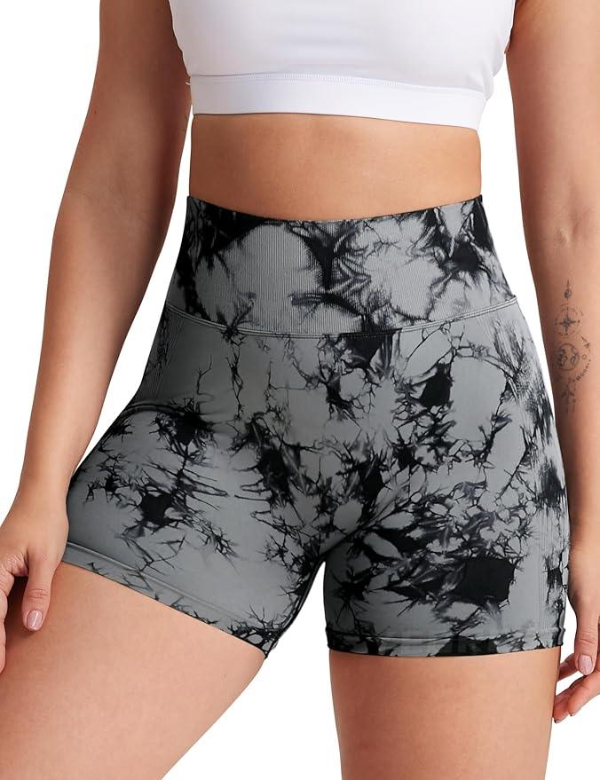 YEOREO Women High Waist Workout Yoga Gym Smile Contour Seamless Cycling Shorts - Which Mark