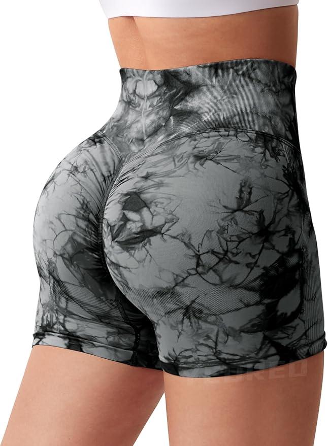 YEOREO Women High Waist Workout Yoga Gym Smile Contour Seamless Cycling Shorts - Which Mark