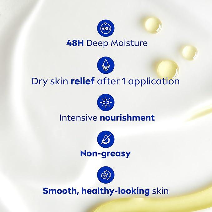 NIVEA Nourishing Body Milk | 48H Moisture |Daily Moisturizer| Non-greasy, Intense Moisture| with Almond Oil | For Dry Skin to very dry skin | 625ml Pump Bottle - Which Mark