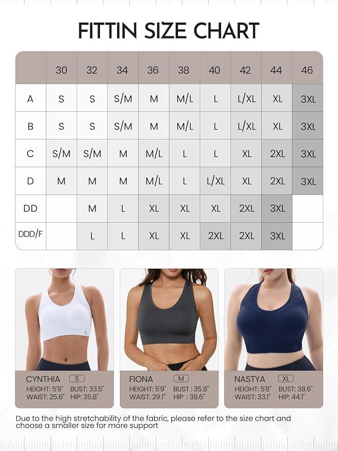 FITTIN Racerback Sports Bras for Women - Padded Seamless Bras for Yoga Gym Workout Fitness White - Which Mark