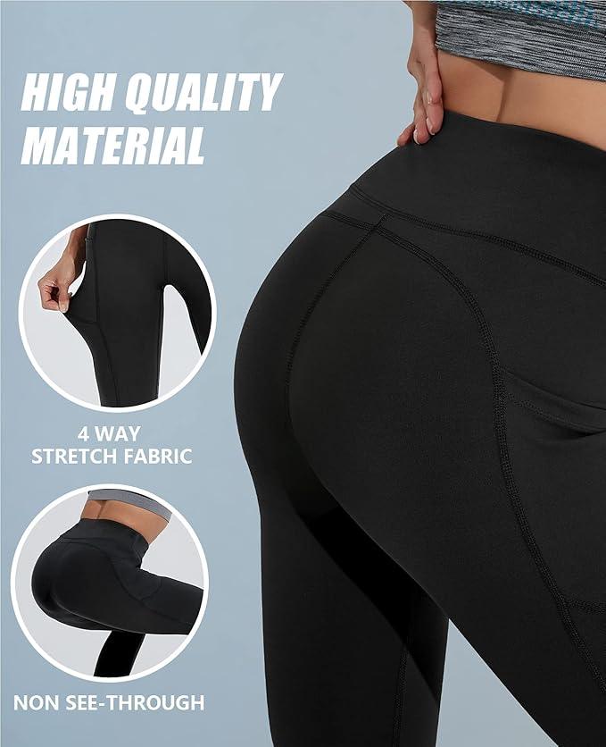 Polygon Yoga Pants for Women, High Waisted Leggings with Pockets, Tummy Control Non See Through Workout Pants - Which Mark
